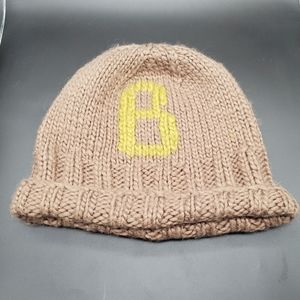 Vintage Burton Beanie Wool/Alpaca Blend Yellow B Logo on Brown Toboggan